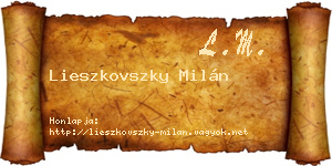 Lieszkovszky Milán névjegykártya
